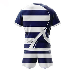 Conjunto de Uniforme de Fútbol para Hombre, Camiseta a Rayas Azul y Blanca de Manga Corta, Poliéster que Absorbe la Humedad, Ajuste Atlético para Todas las Temporadas - Product Image 4