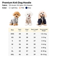 OEM ODM |   Sweat à capuche tricoté haut de gamme pour chien, taille haute, mélange, XXS-XXL, 1,5-13 kg, intérieur/extérieur, OEM ODM, prêt à expédier, haute qualité
