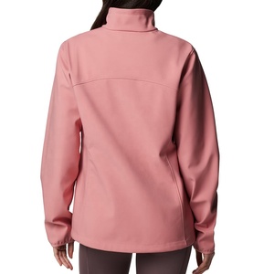 New Color Pink Brown Thin Lightweight Zipper Front Custom Printed <b>Women's</b> Outdoor Soft Shell Windproof <b>Jacket</b> - Product Image 3