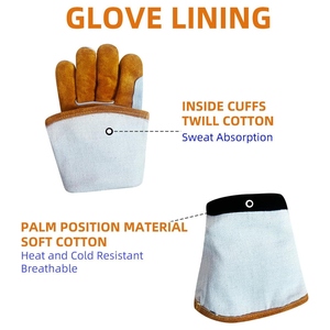 Nouvelles gants de soudage en cuir de vachette pleine fleur, résistants à l'abrasion, antistatiques, résistants à la chaleur, pour usage industriel - Product Image 4