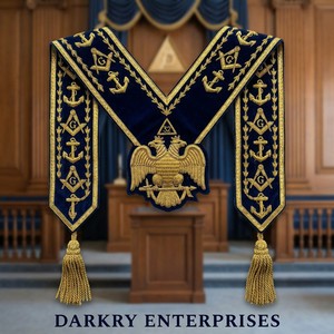 Handmade Bullion Wire Embroidery Masonic Sash Royal Arch Purple Velvet Regalia Triple Tau Crown Gold Thread Custom Service DIY - Product Image 2