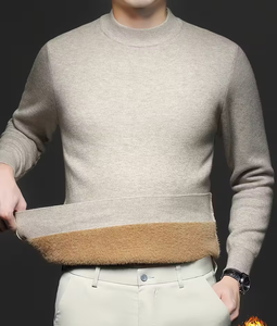 Men's Crew Neck Polyester Terry Fabric Breathable Pullover Solid Color Casual Oversized Fit Winter Wear - Product Image 2