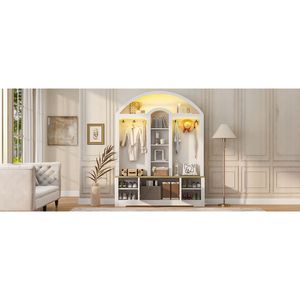Armadio Multifunzionale per Ingresso con Portascarpe, Appendiabiti e Ganci a Muro in Materiale Resistente - Product Image 6