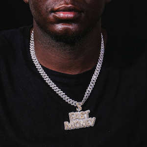 Collar con Colgante de Nombre FAST MONEY Estilo Hip Hop, Plata 925 con Diamantes Cultivados en Laboratorio, para Bodas y Fiestas, Unisex - Product Image 4