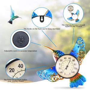 Termometro Igrometro per Interni ed Esterni, Decorazione da Parete per Patio, Design Colibrì, Termometro Domestico Senza Batteria - Product Image 2