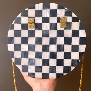 Pochette de soirée de luxe en résine artisanale, sac à main en acrylique haut de gamme, décoration brodée vintage, sac à main en résine mosaïque tendance - Product Image 5