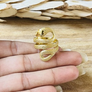 Anillos de Serpiente de Diseño Único, Joyería Gótica de Latón para Mujer, Chapado en Oro de 18k, Anillo Enrollado con Diseño Animal, Elegante, para Boda, Venta al por Mayor/OEM/ODM - Product Image 2