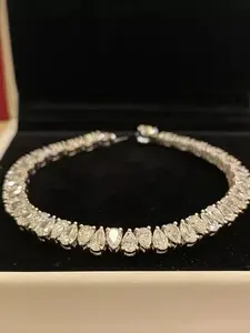 Bracelet chaîne tennis en argent sterling 925 pour femme, avec moissanite Tishya Diamond 7,00 carats taille poire, testée et certifiée - Product Image 6