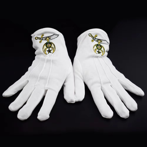 Gants blancs de franc-maçon personnalisés en coton avec broderie, gants de franc-maçon de haute qualité avec logo Royal Arch, gants maçonniques blancs - Product Image 3