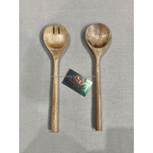 Juego de servidor de ensalada de madera de Neem hecho a mano LeafLoom | Cuchara y tenedor antibacterianos naturales para uso en restaurantes ecológicos, regalos y restaurantes - Product Image 2