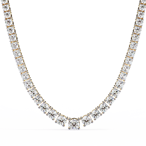 Collar de cadena de tenis de lujo con diamantes cultivados en laboratorio de corte redondo, certificado CVD IGI, de oro macizo de 14K - Product Image 5
