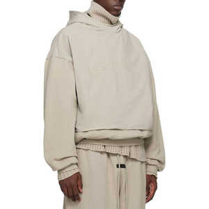 Haute qualité 2 couches hommes sweats à capuche Double couche coton éponge pull recadrée essentiel sweats à capuche imprimé en relief - Product Image 4