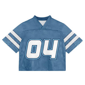 2026 Men's Vintage Oversize Boxy Mesh Cropped Jersey High Street Sports Streetwear with Blank Design Letter Pattern T-<b>shirt</b> - Product Image 4