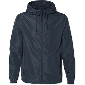 Veste de course pour homme avec fermeture éclair et logo imprimé - Veste coupe-vent sportive imperméable personnalisée à capuche - Product Image 3