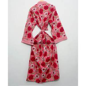 Bata Kimono de Verano para Mujer, 100% Algodón, Suave, con Estampado Digital, Cuello en V, Manga Larga, Transpirable y de Secado Rápido, con Cinturón - Product Image 5