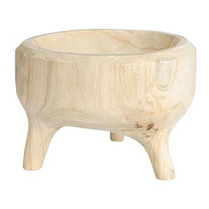 Handmade Wooden Bowl With Three Legs Minimalist Design For Home <b>Decoration</b> Uncoated Carved Wood Serving Bowl - Product Image 3