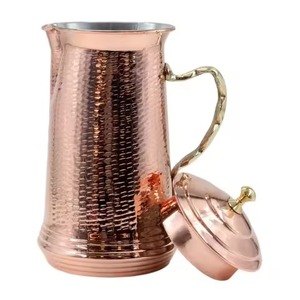 Jarra Elegante de Cobre Martillado para Agua Pura, Dispensador, Recipiente, Contenedor con Tapa y Boquilla - Product Image 3