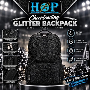 Sac à dos de cheerleading avec logo imprimé, couleur personnalisable, paillettes, grande capacité, sacs de sport pour cheerleading, léger, sac à dos pailleté - Product Image 4