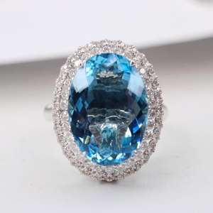 Santa Maria – bague en aquamarine pavée, faite à la main, bijoux de luxe pour fiançailles et mariage, cadeau pour femmes, bague élégante et fine - Product Image 4