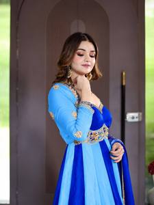 Damen-Partykleid, Pailletten-Stickerei, besticktes Kleid-Set, passende Dupatta, fertig genähtes Kleid, 56 Zoll langes Kleid, Festtagskleid - Product Image 5