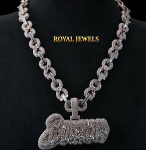 Ice Cubed Moissanite Diamond Pendant Necklace Custom Letter <b>Charm</b> <b>Silver</b> Chain Jewelry for Party Streetwear Gift - Product Image 1