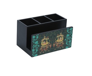 Handmade Wood Cutlery Holder <b>Elephant</b> Printed <b>Table</b> Organizer Black Tissue Stand Kitchen Spoon Fork Storage Box With Napkin Slot - Product Image 1