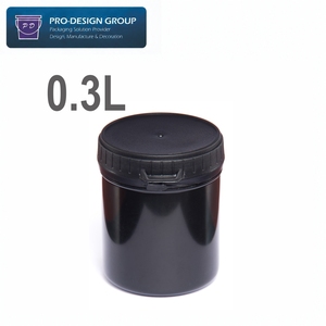 Seau en plastique de 0,3 L avec couvercle, noir, en PEHD, avec bande de déchirement et insert, pour peinture de modélisme haut de gamme et encre d'impression spéciale - Product Image 3