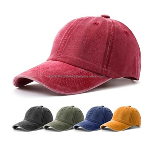 Casquette de papa avec logo brodé personnalisé haut chapeau ajusté style baseball classique à 5 panneaux en jersey de coton imperméable incurvé lavé en détresse - Product Image 1