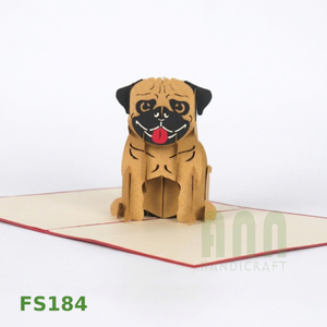 ANN HANDICRAFT Custom 3D Pop Greeting Cards Pug Dog Friendship Thank You Gift 4 Color Printed Vietnam Made <b>Paper</b> Die Cutting - Product Image 2