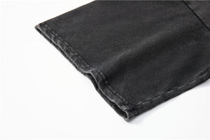 Camiseta Gráfica Personalizada al por Mayor OEM con Lavado Ácido para Hombre, Oversize, Vintage, de Gran Gramaje, Estampado DTG, Negra Lavada con Patrón Impreso - Product Image 2