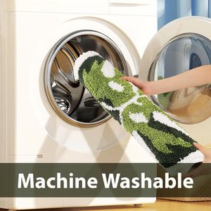 Tappetino da Bagno Morbido con Foglia di Monstera Verde, Antiscivolo, Motivo Floreale Tropicale, Lavabile in Lavatrice, Accessorio Divertente per il Bagno - Product Image 5