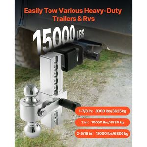 Attacco a goccia regolabile da 8 pollici con attacco a tre palline da 1 7/8 \ "2 \" 2-5/16 \ "Max 15000 Lbs per il traino di RVs ATVs Trucks - Product Image 2