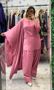 Conjunto Elegante de Satén Verde Menta para Mujer, Top y Pantalones con Dupatta, Corte Regular, Estilo Étnico para Bodas y Fiestas - Product Image 4