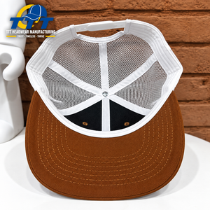 Gorra Trucker Personalizada de 6 Paneles, Malla Marrón y Blanca, Logotipo Bordado, Cierre a Presión, Fabricante Vietnamita, OEM, ODM, Venta al Por Mayor, Fábrica de Gorras de Béisbol - Product Image 4