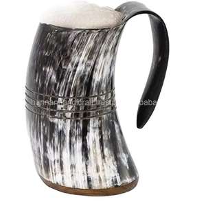 Mugs à boire en corne de buffle polie de qualité supérieure, style Viking, rustique, art populaire, articles de bar pour club, fête, unique - Product Image 3