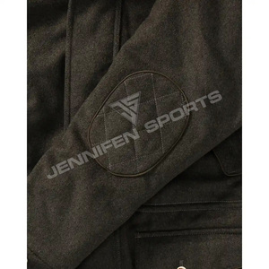 เสื้อแจ็คเก็ตสำหรับล่าสัตว์แบบยาวสำหรับผู้ชาย คุณภาพสูง ขายดีที่สุด ผลิตตามสั่ง ระบายอากาศได้ดี บุฉนวนกันความหนาว ทำจากขนสัตว์แท้ 100% สำหรับฤดูใบไม้ร่วงและฤดูหนาว พร้อมโลโก้แบรนด์ตามสั่ง - Product Image 4