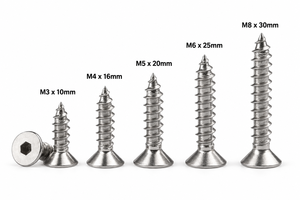 สกรูเกลียวปล่อยหัวแบนสแตนเลส M3 ถึง M8 เกลียวหยาบมาตรฐานเมตริก ระดับ 8.8 ชุบสังกะสี - Product Image 3