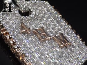 <b>Custom</b> Iced Out Baguette Diamond <b>Dog</b> <b>Tag</b> Pendant Personalized Name Pendant Lab Grown Diamond Hip Hop Jewellery - Product Image 2