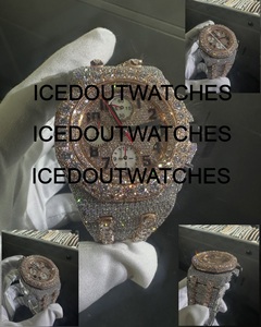 Montre de luxe en moissanite et diamant VVS1, mécanique, squelette, avec lunette personnalisée, verre sur mesure, boîtier en acier inoxydable, résistance à l'eau 10 bars - Product Image 1