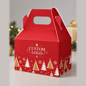 Caja de Regalo Navideña Roja Personalizada con Asa Troquelada al por Mayor - Product Image 2
