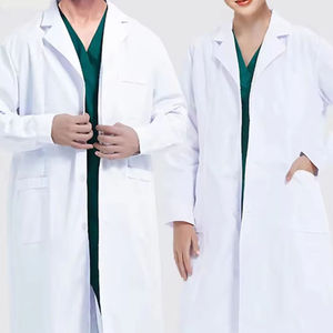 <b>White</b> Woven <b>Lab</b> <b>Coat</b> Women Hospital Uniform Cotton Polyester 3 Pocket Snap Closure Medical Doctor <b>Coat</b> - Product Image 6