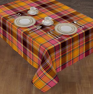 Sai Impex Plaid 100% Cotton Woven Modern Tablecloth Washable Anti- Sustainable Kitchen Hotel Restaurant Orange <b>Yellow</b> Home - Product Image 2