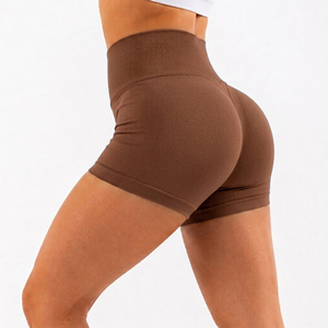 กางเกงขาสั้นโยคะกีฬาผู้หญิงแบบสั่งทำพิเศษ เอวสูง กระชับรูปร่าง ยืดหยุ่น แห้งเร็ว เหมาะสำหรับออกกำลังกายและปั่นจักรยาน - Product Image 1