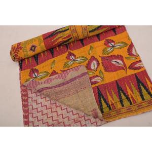 Jaipur Cotton Kantha Gudri Handmade Reversible Quilt Vintage Bedspread <b>Throw</b> Blanket for Home Decor - Product Image 4