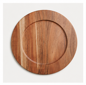 Platos de Servicio de Madera de Acacia de Lujo al por Mayor, Ecológicos y Duraderos, Bandeja de Servicio de Diseño Moderno para Decoración de Mesa en Bodas, Hoteles y Banquetes - Product Image 1