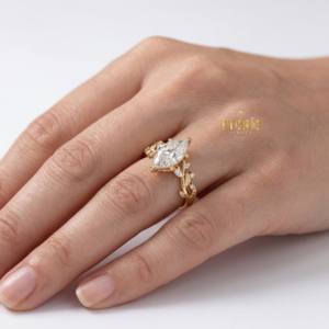 แหวนหมั้นเพชรทรงมาร์คีส์เพาะเลี้ยงจากธรรมชาติ สำหรับผู้หญิง ทองคำขาว 14K เป็นมิตรกับสิ่งแวดล้อม ทันสมัย เหมาะเป็นของขวัญแต่งงาน ของขวัญงานเลี้ยง หรือของขวัญแทนคำมั่นสัญญา - Product Image 6