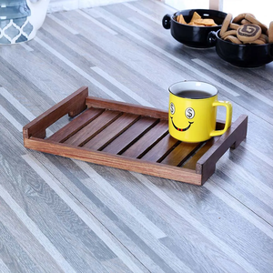 Rustic Wooden Serving <b>Tray</b> with Metal Handles <b>Large</b> Decorative Ottoman Wood <b>Tray</b> for Coffee Table Food Platter Wood Serving <b>Tray</b> - Product Image 5