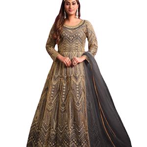 DERNIÈRE DESIGNER LOURDE FILET DE BRODERIE SÉQUENCE FANTAISIE ROBE ANAKALI - Product Image 1