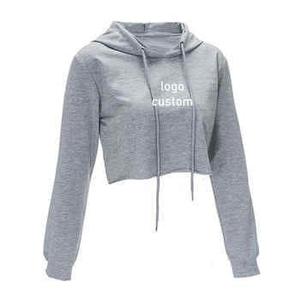 Women's Cropped Hoodie Casual Fashion Long Sleeve Pullover Hooded Sweatshirt Streetwear <b>Crop</b> <b>Top</b> - Product Image 1