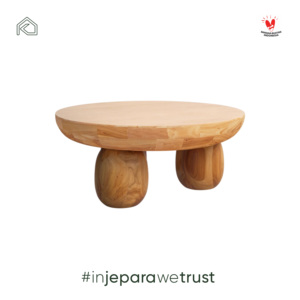 Mid-Century <b>Round</b> Solid Teak Coffee <b>Table</b> Handmade Jepara Wood Organic Living Room Furniture Natural Accent <b>Table</b> for Cozy - Product Image 2